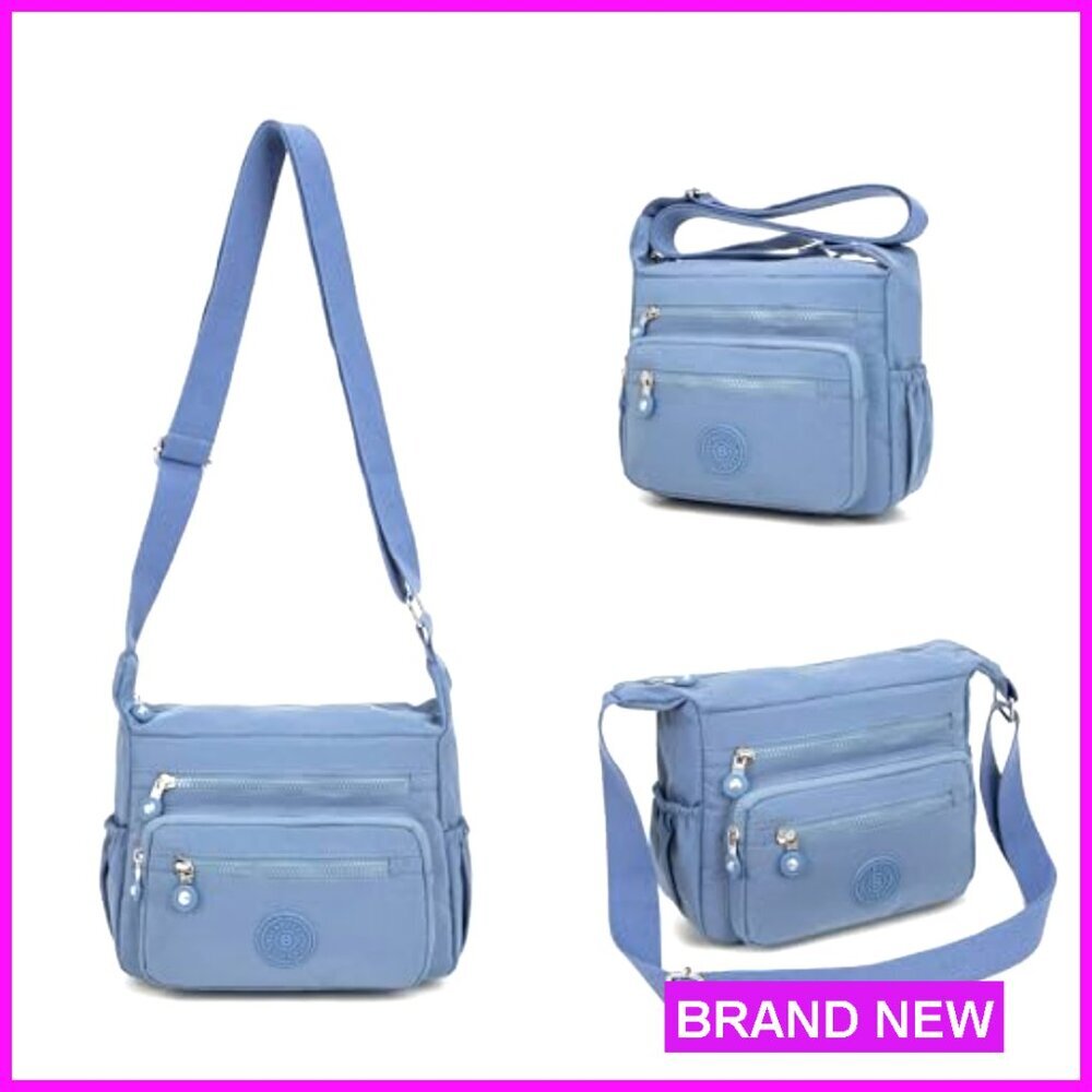 Lightweight Nylon Shoulder Bag Multiple Pockets Anti-Theft Tote Crossbody Purse - Picture 8 of 8